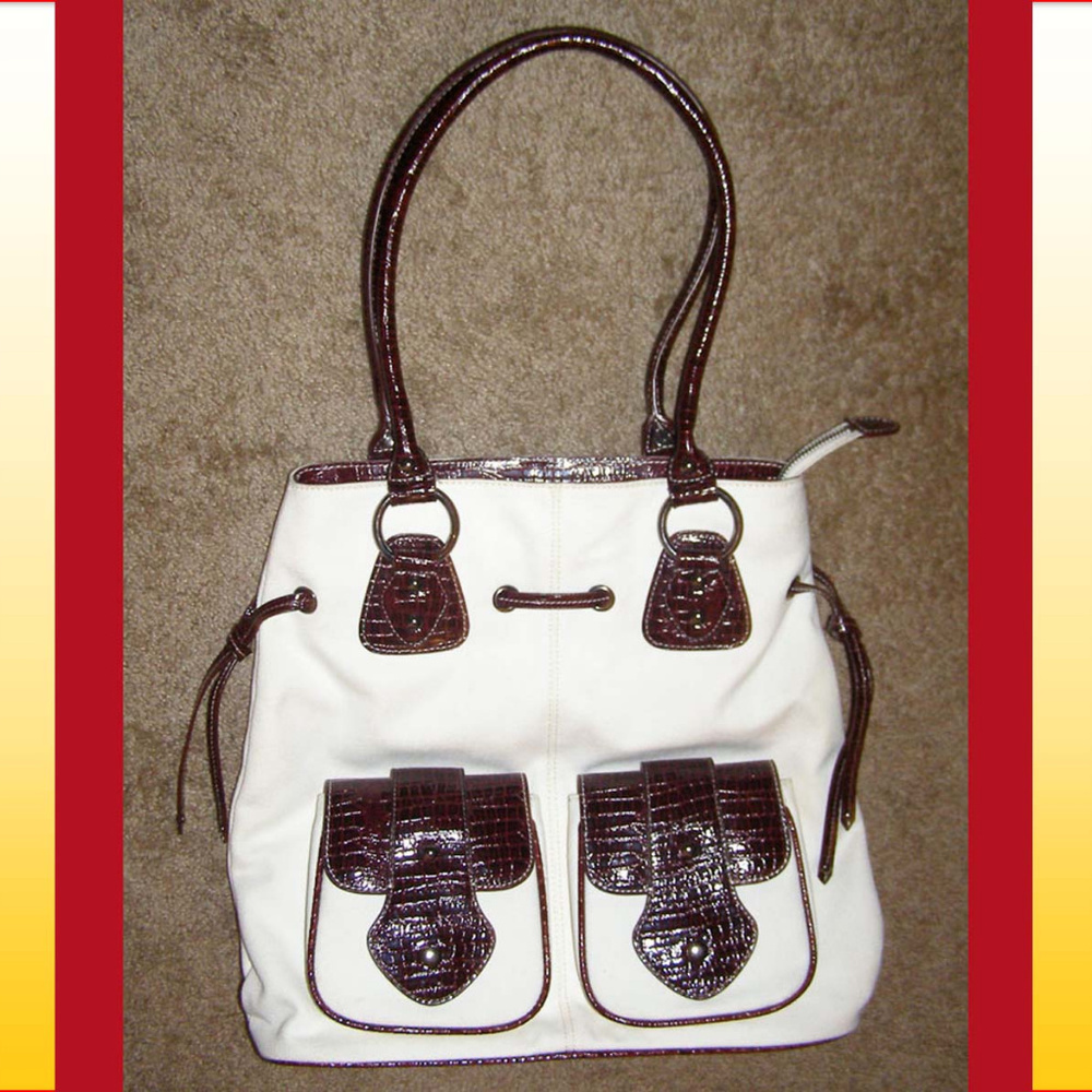 🍷New Earth Axxessories canvas & faux leather bag Summer tote